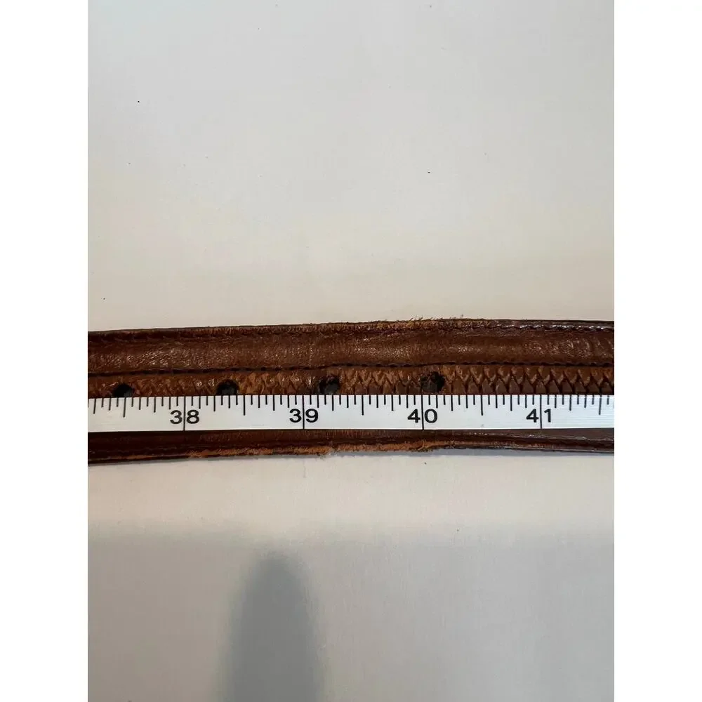 Johnston & Murphy Made in Italy Brown Leather Belt Solid Brass Size 38 SG